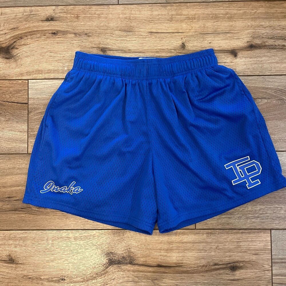 Inaka Power Blue 5" Inseam Mesh Athletic Gym Shorts Polyester Drawstring Sz M
